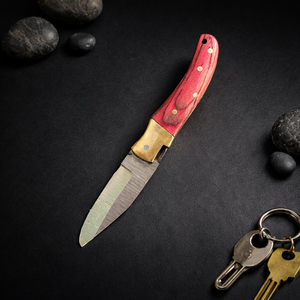 Navaja de bolsillo personalizada hecha a mano de acero inoxidable con mango de madera, mini navaja plegable para llavero, herramienta EDC para camping, 4 en 1, venta al por mayor a granel - Product Image 4