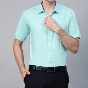 Mens Button Up Shirt Short Sleeve Casual Business Turn <b>Down</b> Loose Fit OEM Manufacturer - Product Image 4