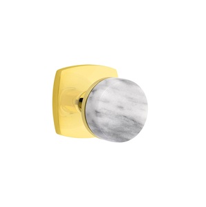 Boutons de tiroir et de commode en marbre naturel faits à la main, écologiques, minimalistes, avec laiton, fabriqués en Inde - Product Image 1