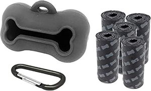 5 Rollos de Bolsas Portátiles de Silicona con Forma de Hueso para Excrementos de Perro con Dispensador - Soportes de Plástico para Bolsas de Excrementos de Perro, Recambios para Contenedor de Basura - Perro - Product Image 1