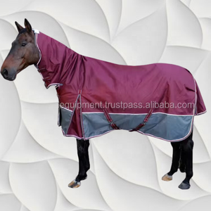 Manta para Caballo Cuadrada de Cuello Alto, Ecológica, de Tela PP 1200D Turquesa, Forro Polar de Invierno, Exterior de Malla de Nailon, para Doma - Product Image 2