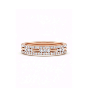 Anillo de Oro Rosa con Diamantes Cultivados en Laboratorio de Varias Hileras, Certificado IGI, Banda Eternity Apilable, Joyería Fina de Lujo para Mujer, Regalo Brillante - Product Image 1