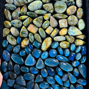 Paire de cabochons mosaïques multicolores assortis en pierre, en vrac, vente en gros - Product Image 1