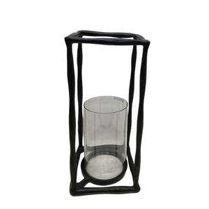 Portavelas decorativo para el hogar con acabado plateado antiguo, último diseño de vidrio y madera para Navidad - Product Image 3