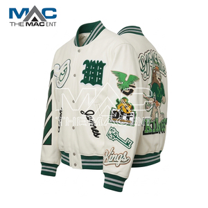 Veste de sport personnalisée à coupe courte - Veste Letterman - Patchs en chenille - Product Image 2