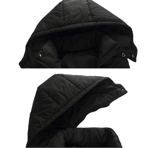 Latest <b>Men's</b> <b>Black</b> Hooded Quilted <b>Vest</b> Zipper Closure Windproof Casual Winter Outerwear Polyester Wadding Pockets Regular Length - Product Image 3