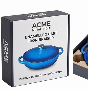 Cazuela de cobre redonda Calentador de alimentos Diseño azul elegante con tapa a prueba de fugas Ideal para almacenar alimentos con estilo y servir Color azul - Product Image 6
