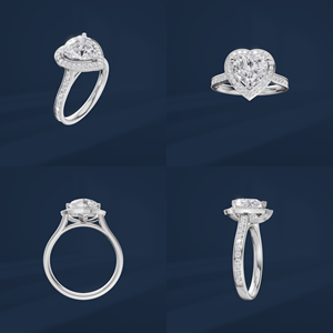Anillo de Compromiso de Platino para Mujer con Diamante de Corte Brillante en Forma de Corazón de 2 Quilates, Estilo Clásico con Halo y Diamantes Laterales, Certificado por GIA - Product Image 6