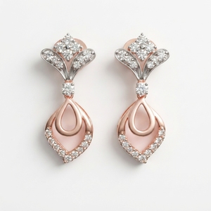 Women's Round Diamond Earrings | 9K Rose Gold | Lab Grown & Natural Diamond - Product Image 3