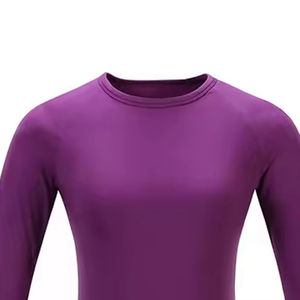 Haut thermique côtelé ajusté à manches longues pour femme, col rond, en tissu doux, tendance, idéal sous les blouses d'infirmière - Product Image 6