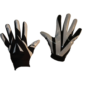 Gants de football personnalisés pour receveur, blancs et bleus avec étoiles, imprimés par transfert thermique, en polyester/coton/métallique, longueur poignet, quatre gants - Product Image 5