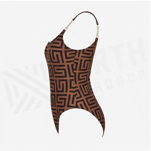 Women's One-Piece Geometric Print Swimsuit Scoop Neck Stretch Spandex Polyester Bikini Beachwear - Product Image 3