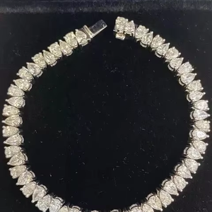 Bracelet chaîne tennis en argent sterling 925 pour femme, avec moissanite Tishya Diamond 7,00 carats taille poire, testée et certifiée - Product Image 1