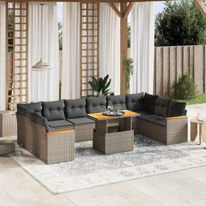 Conjunto de Sofá de Jardín de Ratán PE Gris con Reposabrazos Ajustables Grandes, Cómodo y Elegante - Product Image 1