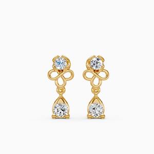 Pendientes de diamantes cultivados en laboratorio de 0.57 quilates con diseño de nudo elegante en oro amarillo, blanco y rosa de 9 quilates. - Product Image 3
