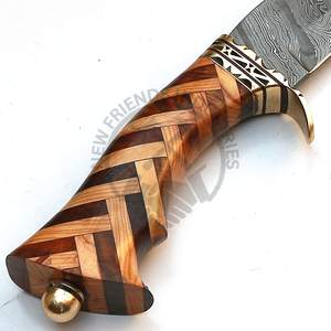 New Edition Handmade Fixed Blade Outdoor <b>Hunting</b> Knife Damascus Steel Bowie Knife w/Olive Rosewood Handle Survival Camping Knife - Product Image 5