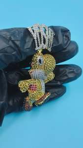 Pendentif personnalisé de luxe style hip-hop avec personnage de dessin animé, serti de diamants moissanite, en argent 925, pour cadeau d'anniversaire homme - Product Image 3