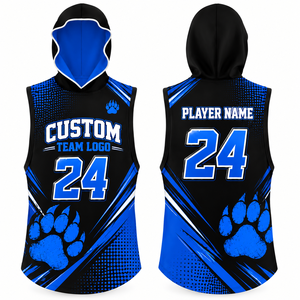 Camiseta de Baloncesto Personalizada Sublimada sin Mangas con Capucha para Adultos, Diseño Gráfico Impreso, Malla de Secado Rápido, Logotipo Frontal 7v7 - Product Image 5