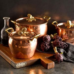 High Quality Copper Saucepan with Lid Multipurpose Cooking Pot for Kitchen Hotel Restaurant Use Durable Heavy Metal Construction - Product Image 4