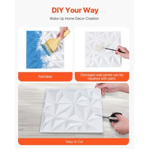 Set da 33 Piastrelle Diamantate in PVC Minimaliste per Arte Moderna, Pannelli Murali 3D 11,81 x 11,81, Copertura 32 Piedi Quadrati per Parete d'Accento per Interni - Product Image 3