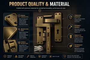 Juego de Manijas Modernas de Bronce para Puertas con Cerradura de Embutir, Palanca y Cilindro con Llave, Resistentes al Óxido, para Puertas Exteriores - Product Image 2