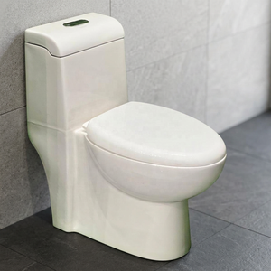 WC monobloc en céramique à profil carré moderne avec système de chasse d'eau siphonique pour une infrastructure sanitaire haut de gamme - Product Image 3