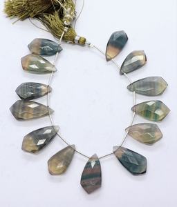 Perles de fluorite naturelle facettées en forme de cravate AAA 9x16-10x21 MM, perles de pierres précieuses en fluorite, perles de fluorite facettées en forme de cravate de 8 pouces - Product Image 5