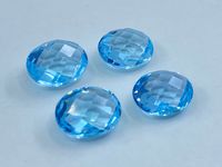 Topaze bleu ciel naturelle chauffée, double face, facettée, forme ovale damier, pierres lâches 8x6mm 9x7mm 10x8mm, excellente qualité, jeu de couleurs