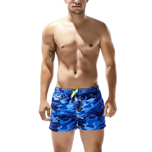 Shorts de bain camouflage bleus pour hommes, séchage rapide, taille élastique avec cordon de serrage, maillot de bain d'été, short de surf pour hommes - Product Image 3