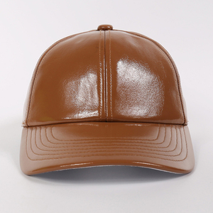 Factory Custom Logo Design High Quality Solid <b>Plain</b> Blank 6 Panel PU Leather Hat Baseball <b>Cap</b> - Product Image 6