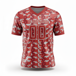 เสื้อซ้อมอเมริกันฟุตบอลแบบกำหนดเองสำหรับผู้ใหญ่ แขนสั้น ระบายอากาศได้ดี แห้งเร็ว ป้องกันแบคทีเรีย มีตัวเลือกไซส์ใหญ่พิเศษ ด้านหน้า - Product Image 1