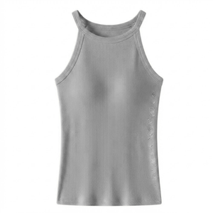 Unique Design OEM Service Latest Style Bra Padded Tank <b>Top</b> with Built-in Bra Straps Knitted 100% Cotton Breathable Crop <b>Top</b> - Product Image 4