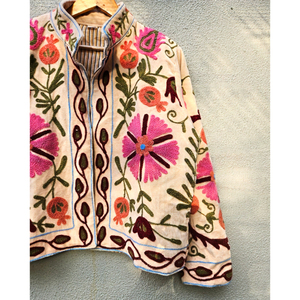Suzani Embroidered Velvet <b>Kimono</b> Coat Floral Pattern <b>Plus</b> <b>Size</b> Women Outerwear Winter Boho Bohemian Style Mandarin gift for her - Product Image 3