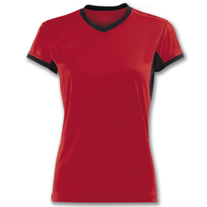 T-shirt sportif vert à col en V et manches courtes pour femme, coupe classique, séchage rapide, en polyester tricoté, couleur unie, idéal printemps-été - Product Image 4