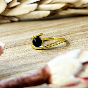Latest Design Black Onyx <b>Ring</b> Minimalist Brass <b>Rings</b> for Women 18k Gold Plated <b>Dainty</b> Geometric <b>Ring</b> for Wholesale/OEM/ODM - Product Image 4