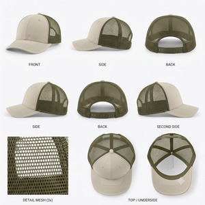 Trucker <b>Cap</b> Nylon Front Panel Polyester Mesh Back Adjustable Strap Closure Blank <b>Plain</b> No Logo Wholesale Bulk Supplier - Product Image 2