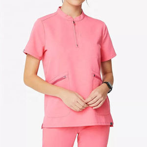 Wholesale High Stretch Women Medical Scrub <b>Set</b> Stand Collar Zipper Nursing Uniform Hospital <b>Doctor</b> Jogger Suit Scrub <b>Set</b> - Product Image 2