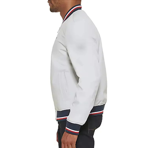 Lightweight Customized <b>Men's</b> Varsity Baseball Letter <b>Jacket</b> Blue Yellow Stand Collar Stitched Text Logo Embossed Breathable - Product Image 4