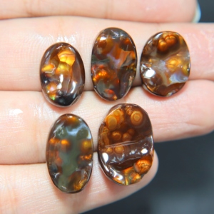<b>Mexican</b> Fire Agate Druzy Cabochon Smooth Oval Shape Natural Loose Gemstone - Product Image 2