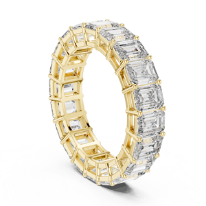 Anillo de Eternidad con Diamantes de Corte Esmeralda Cultivados en Laboratorio, en Oro Amarillo de 18 Quilates, para Compromiso, Boda, Oficina, Uso Diario y Fiestas - Product Image 3
