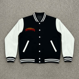 Article très vendu : Veste de baseball pour homme 100% laine, nouveau style, manches en cuir, col côtelé, veste d'hiver pour un usage quotidien - Product Image 1