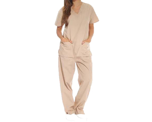 Women's Gray V-Neck <b>Scrub</b> <b>Set</b> With Pockets Hospital Uniforms Cotton Polyester Fabric Premium quality - Product Image 4