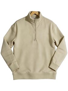 Sudadera con capucha de moda oversize para hombre, de forro polar grueso, con media cremallera, cuello caído y logotipo personalizado - Product Image 3