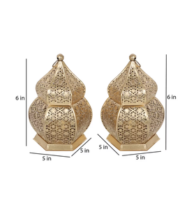 <b>Brass</b> <b>Lantern</b> Candle Holder Decorative Home Lighting Heat Resistant Metal Lamp for Wedding Ramadan Decoration - Product Image 3