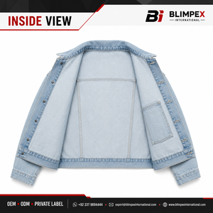 OEM Custom Unisex Light Wash Oversized <b>Denim</b> Chore <b>Jacket</b> Windproof Cotton Lining 3D Embroidered Logo Large Flap Pockets Private - Product Image 4