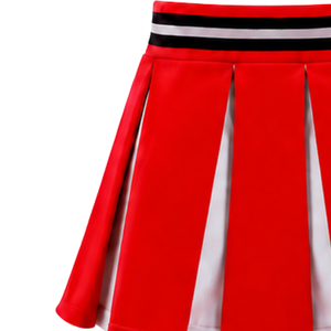 Jupe plissée rouge pour femmes, taille haute, uniforme d'équipe athlétique, performance de danse, entraînement, compétition, vêtements de sport - Product Image 3