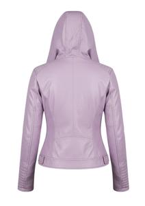 Conjunto Deportivo de Mujer con Capucha de Cuero Morado, Sudadera Holgada de Lujo, Pantalones Jogger Ajustados - Product Image 2
