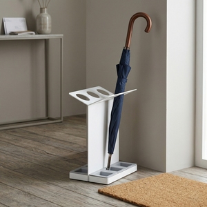 Porte-parapluies moderne en métal blanc avec plateau de drainage, capacité unilatérale pour le rangement domestique - Product Image 1