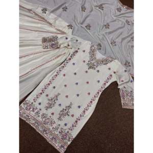 Designer Women's Sets 2XL <b>Top</b> with Plazzo and Dupatta Embroidery Thread and <b>Sequins</b> Work - Product Image 5
