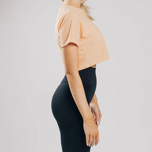 Women's Solid Color Crop <b>Top</b> Short Sleeve Crew Neck Casual Blouse Regular Fit All Seasons Breathable Polyester Shirt - Product Image 3